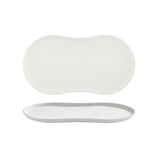 Turgla Smooth White 15Inch  x 7.75Inch  x h:0Inch  Rectangular Warm White Vitrified Platter SKU: T-SM38DT-6