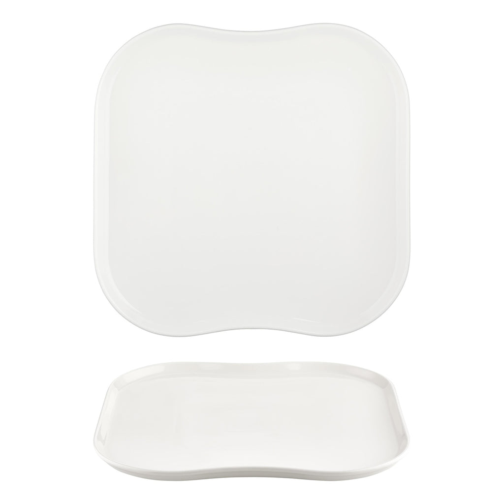 Turgla Smooth White 13.25Inch  x 13.25Inch  Square Warm White Vitrified Plate SKU: T-SM40KR-6