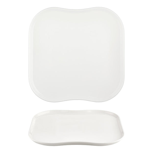 Turgla Smooth White 13.25Inch  x 13.25Inch  Square Warm White Vitrified Plate SKU: T-SM40KR-6