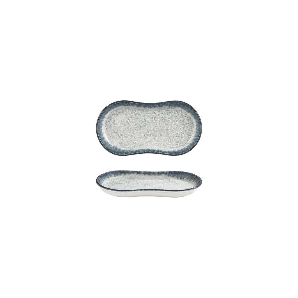 Turgla Smooth Ambience Blue 7.5Inch  x 4.25Inch  x h:1Inch  Oval Blue Vitrified Platter SKU: T-SMABB19OV-12