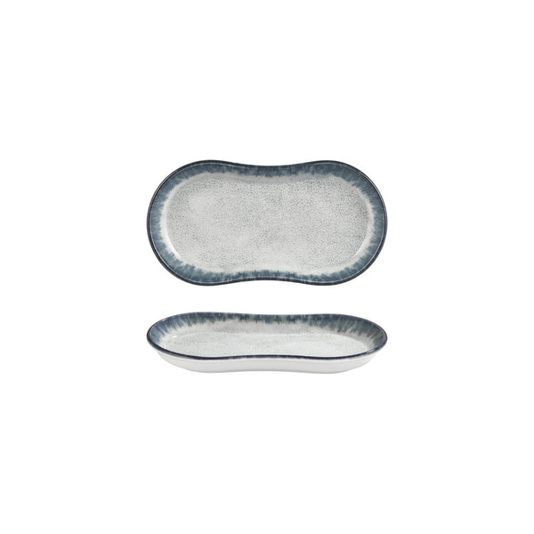 Turgla Smooth Ambience Blue 9.5Inch  x 5.5Inch  x h:1Inch  Oval Blue Vitrified Platter SKU: T-SMABB24OV-12