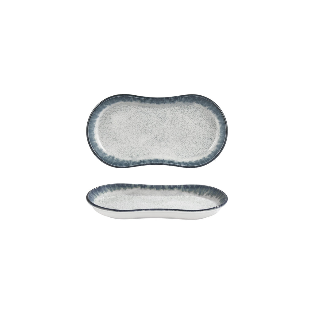 Turgla Smooth Ambience Blue 9.5Inch  x 5.5Inch  x h:1Inch  Oval Blue Vitrified Platter SKU: T-SMABB24OV-12
