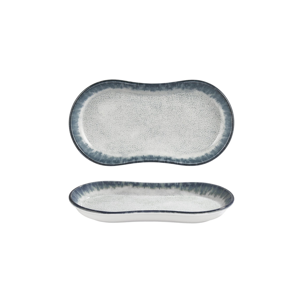 Turgla Smooth Ambience Blue 11.5Inch  x 6.75Inch  x h:1.25Inch  Oval Blue Vitrified Platter SKU: T-SMABB29OV-6