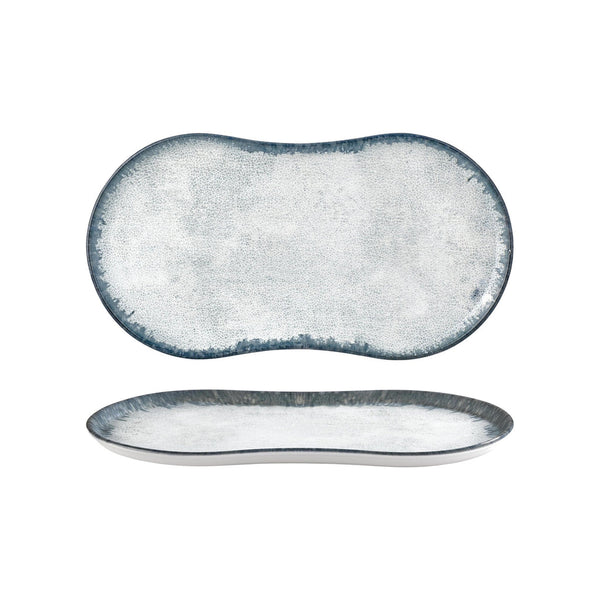 Turgla Smooth Ambience Blue 15Inch  x 7.75Inch  x h:0Inch  Rectangular Blue Vitrified Platter SKU: T-SMABB38DT-6
