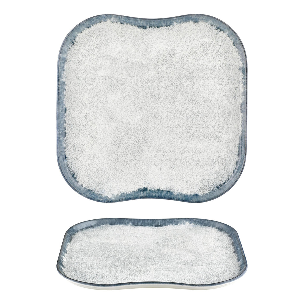 Turgla Smooth Ambience Blue 13.25Inch  x 13.25Inch  Square Blue Vitrified Plate SKU: T-SMABB40KR-6