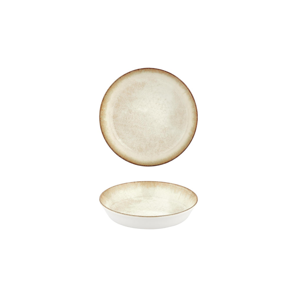 Turgla Smooth Ambience Yellow dia.7Inch  h:1.5Inch  20 oz. Round Beige Vitrified Deep Plate SKU: T-SMABY18CK-12
