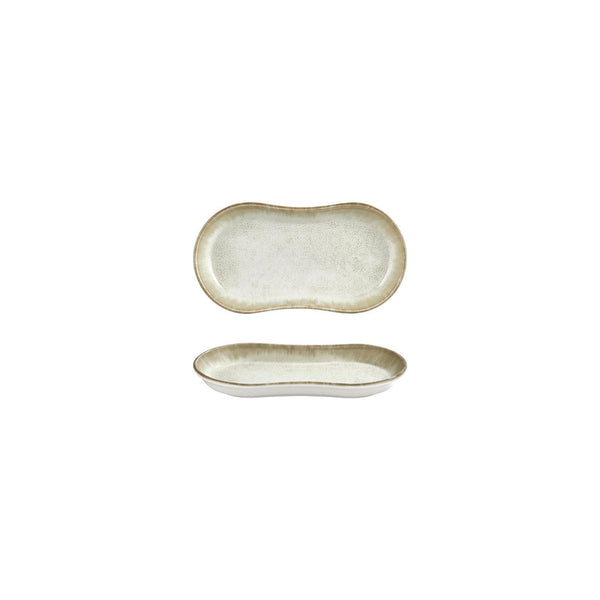 Turgla Smooth Ambience Yellow 7.5Inch  x 4.25Inch  x h:1Inch  Oval Beige Vitrified Platter SKU: T-SMABY19OV-12