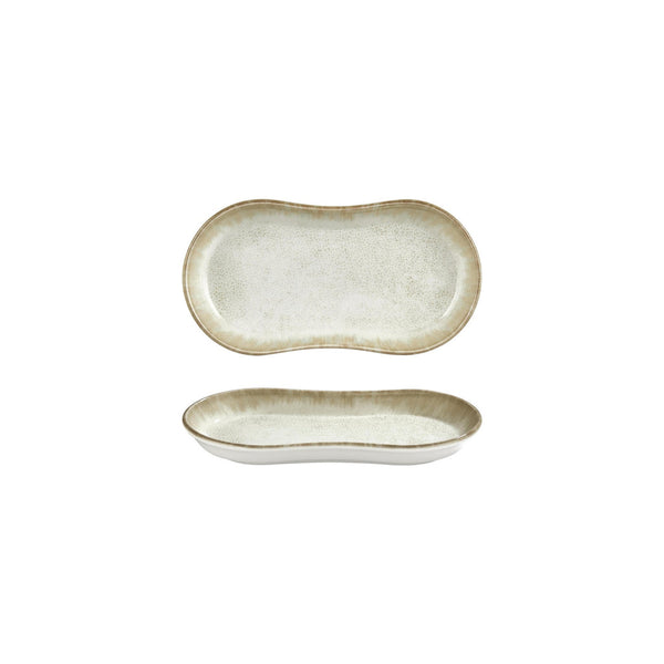 Turgla Smooth Ambience Yellow 9.5Inch  x 5.5Inch  x h:1Inch  Oval Beige Vitrified Platter SKU: T-SMABY24OV-12
