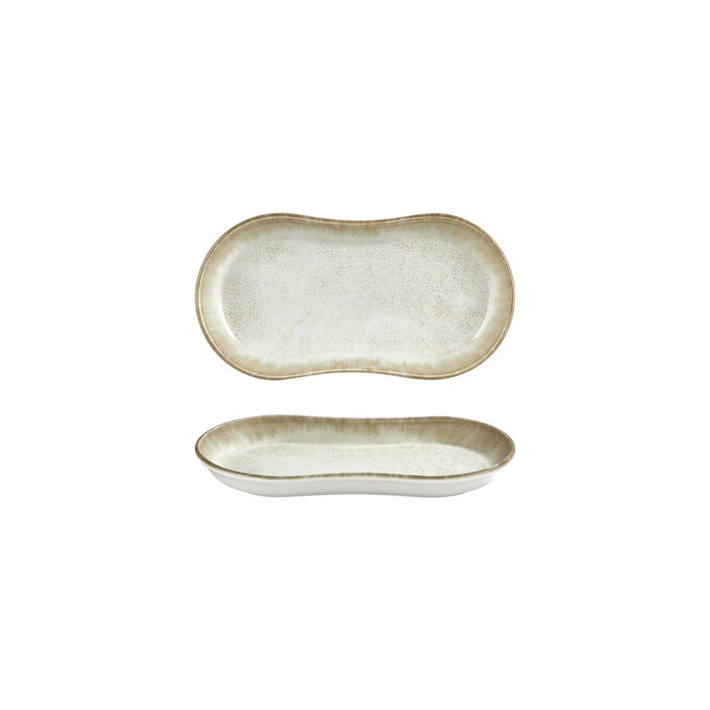 Turgla Smooth Ambience Yellow 9.5Inch  x 5.5Inch  x h:1Inch  Oval Beige Vitrified Platter SKU: T-SMABY24OV-12