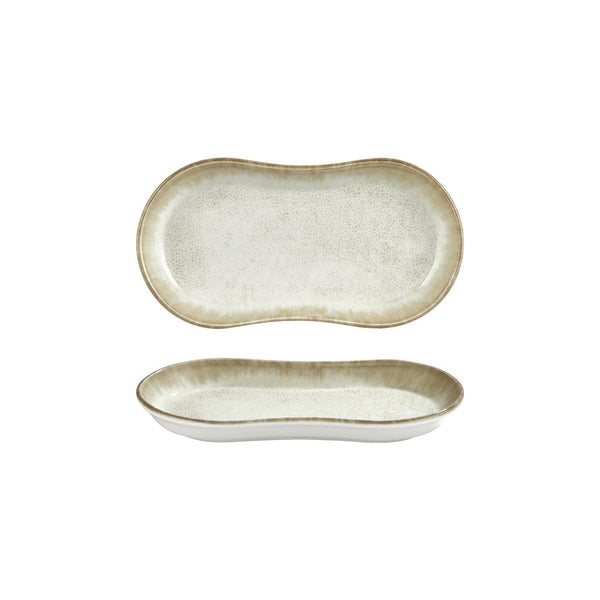 Turgla Smooth Ambience Yellow 11.5Inch  x 6.75Inch  x h:1.25Inch  Oval Beige Vitrified Platter SKU: T-SMABY29OV-6
