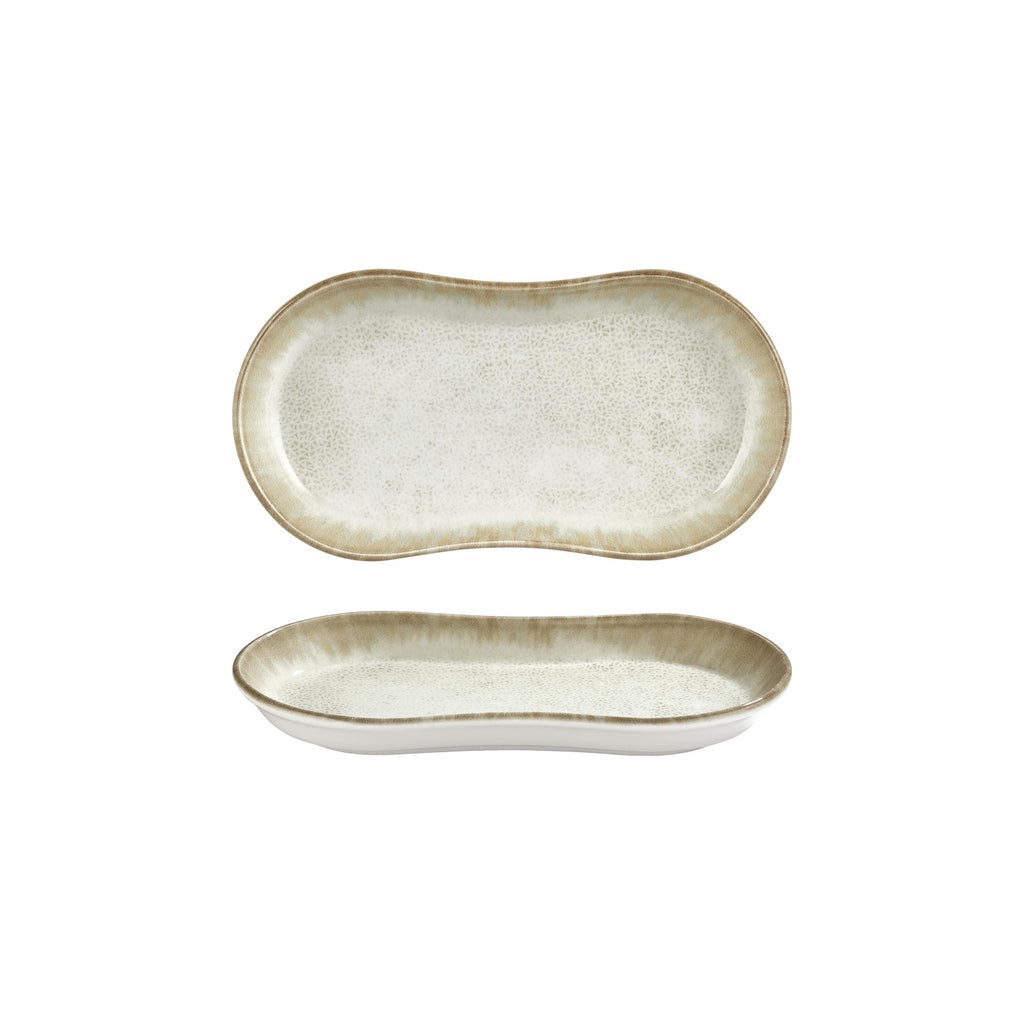 Turgla Smooth Ambience Yellow 11.5Inch  x 6.75Inch  x h:1.25Inch  Oval Beige Vitrified Platter SKU: T-SMABY29OV-6