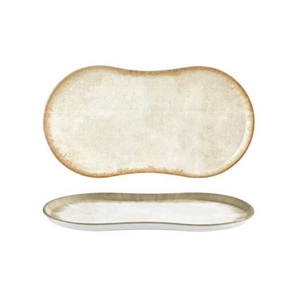 Turgla Smooth Ambience Yellow 15Inch  x 7.75Inch  x h:0Inch  Rectangular Beige Vitrified Platter SKU: T-SMABY38DT-6