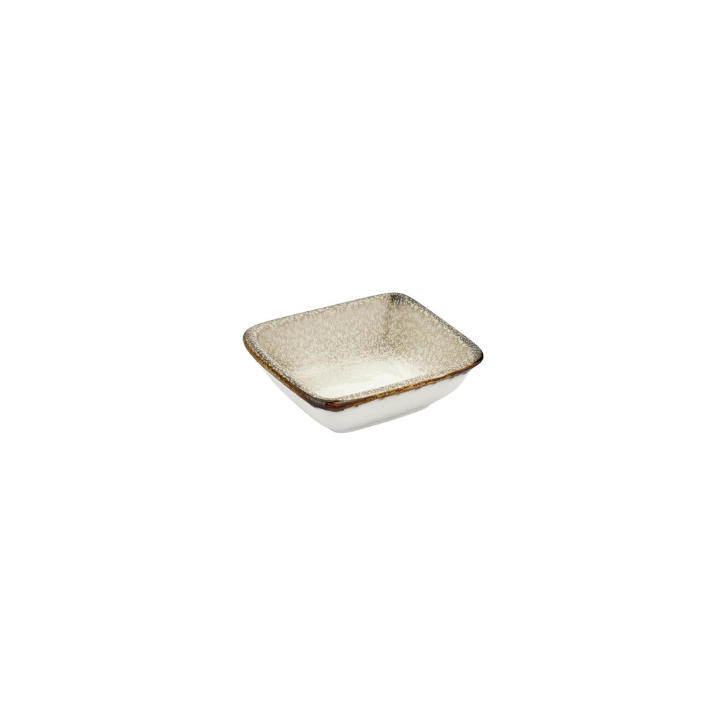 Turgla Spazio 4Inch  x 3.5Inch  x h:0.5Inch  2 oz. Square Decorated Vitrified Bowl SKU: T-SZAR13KS-24