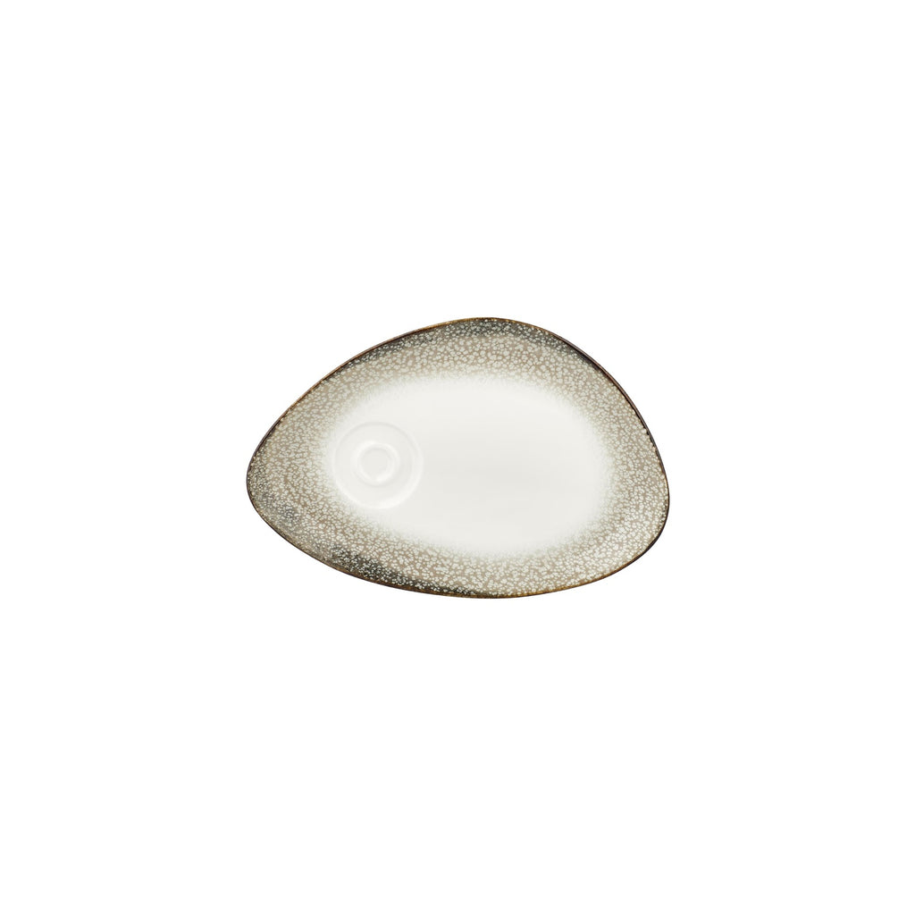 Turgla Spazio 9.75Inch  x 6.75Inch  x h:0Inch  Organic Decorated Vitrified Saucer SKU: T-SZZT01STB-12