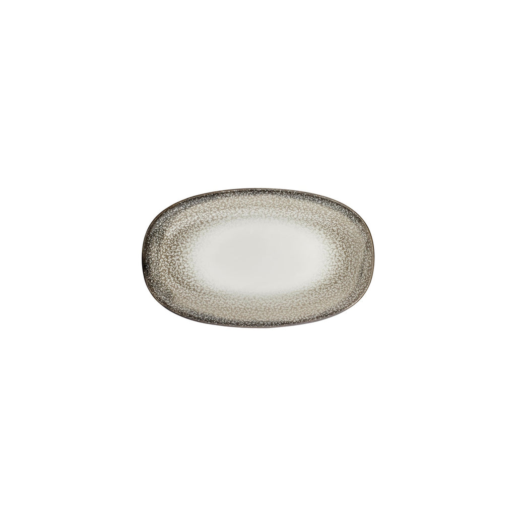 Turgla Spazio 9.5Inch  x 5.75Inch  x h:1Inch  Oval Decorated Vitrified Platter SKU: T-SZZT24OV-12
