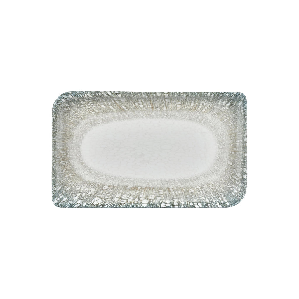 Turgla Vista 13.75Inch  x 6.25Inch  x h:0Inch  Rectangular Green Vitrified Platter SKU: T-VISAR38DT-6