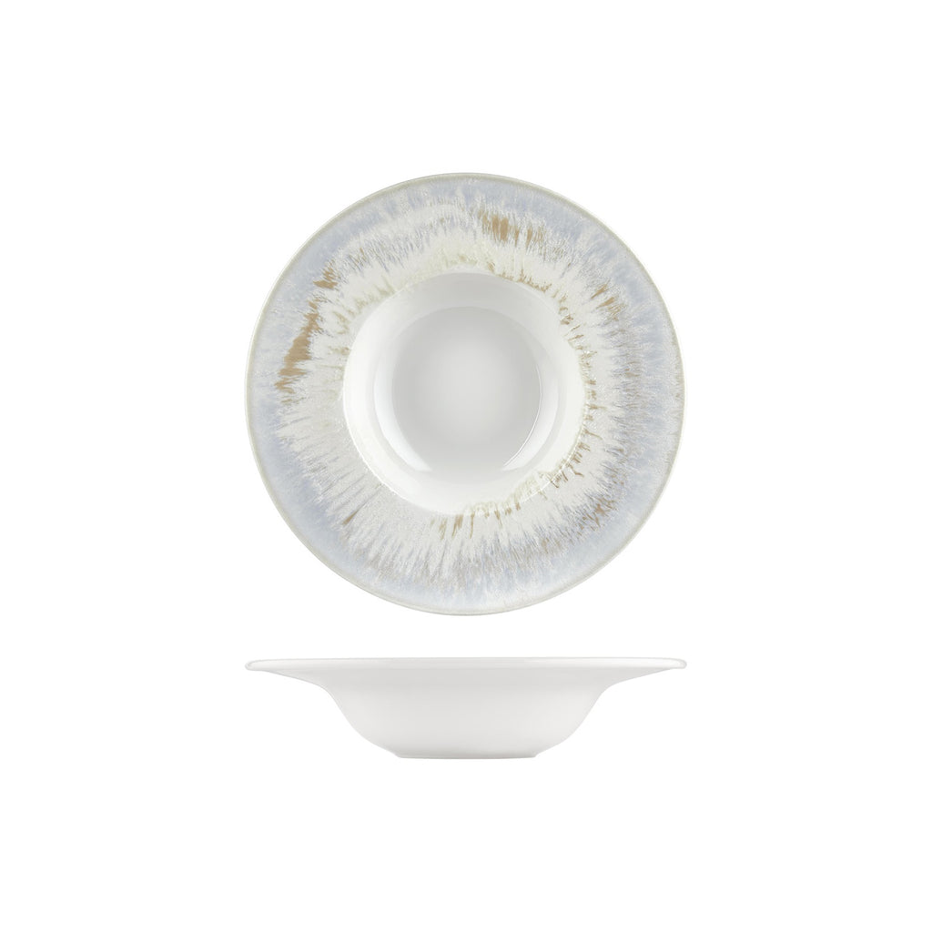 Turgla Wave dia.9.75Inch  h:2Inch  14 oz. Round Blue Vitrified Deep Plate SKU: T-WEGT25CK-6