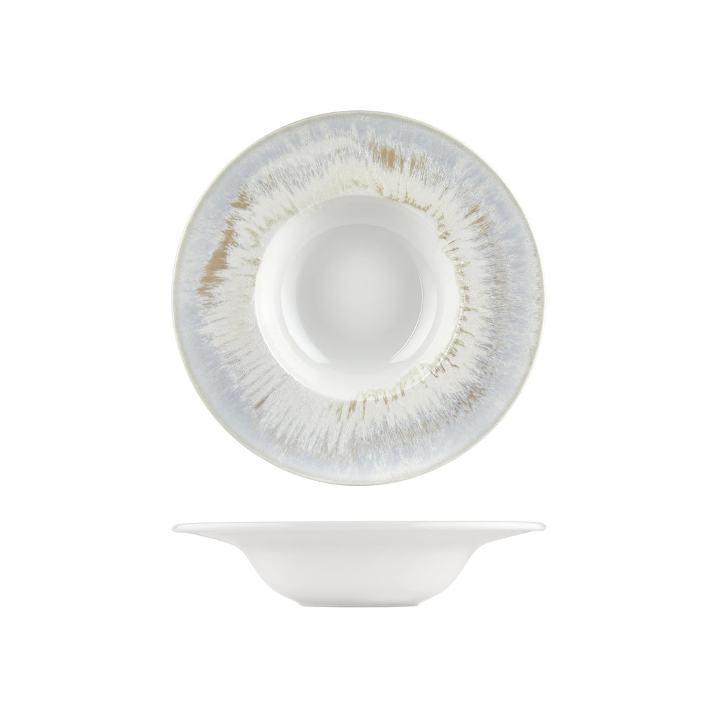 Turgla Wave dia.11Inch  h:2.25Inch  16 oz. Round Blue Vitrified Deep Plate SKU: T-WEGT28CK-6