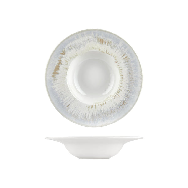 Turgla Wave dia.11Inch  h:2.25Inch  16 oz. Round Blue Vitrified Deep Plate SKU: T-WEGT28CK-6