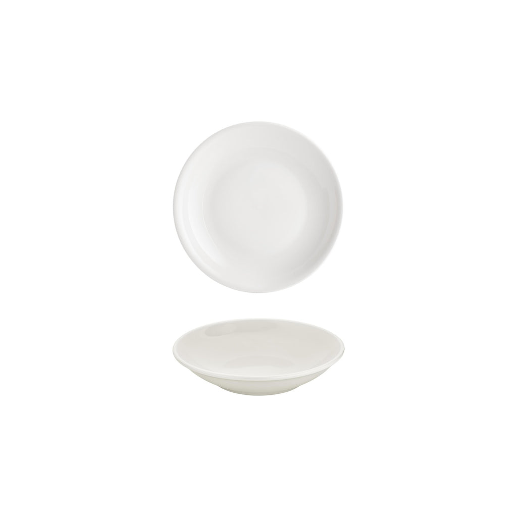 Turgla Gourmet dia.3.5Inch  h:0.75Inch  2 oz. Round Warm White Vitrified Deep Plate SKU: T-ZT09CK-24