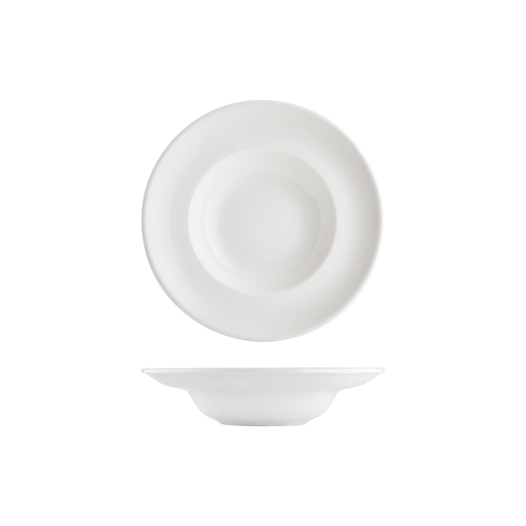 Turgla Gourmet dia.9.75Inch  h:2.25Inch  14 oz. Round Warm White Vitrified Deep Plate SKU: T-ZT25CK-6