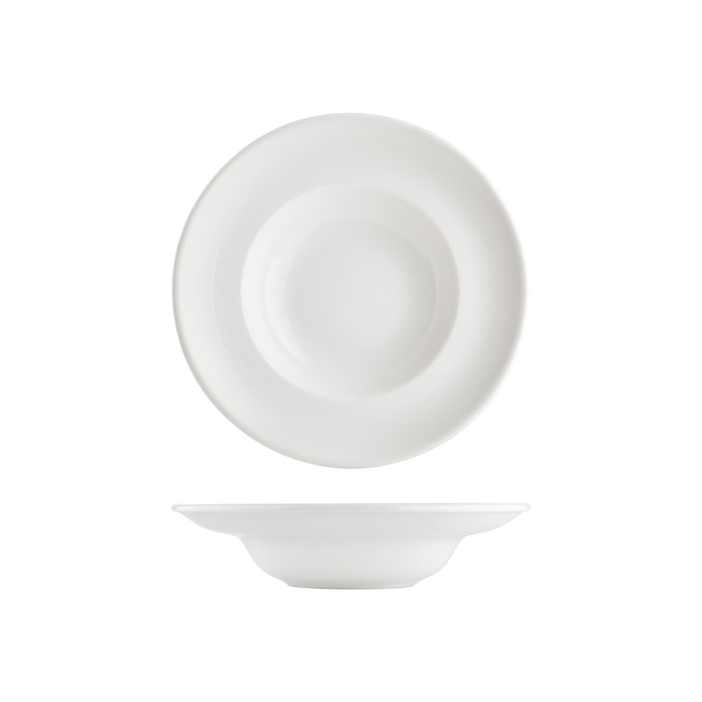 Turgla Gourmet dia.10.75Inch  h:2.5Inch  17 oz. Round Warm White Vitrified Deep Plate SKU: T-ZT27CK-6
