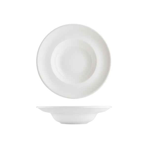 Turgla Gourmet dia.10.75Inch  h:2.5Inch  17 oz. Round Warm White Vitrified Deep Plate SKU: T-ZT27CK-6