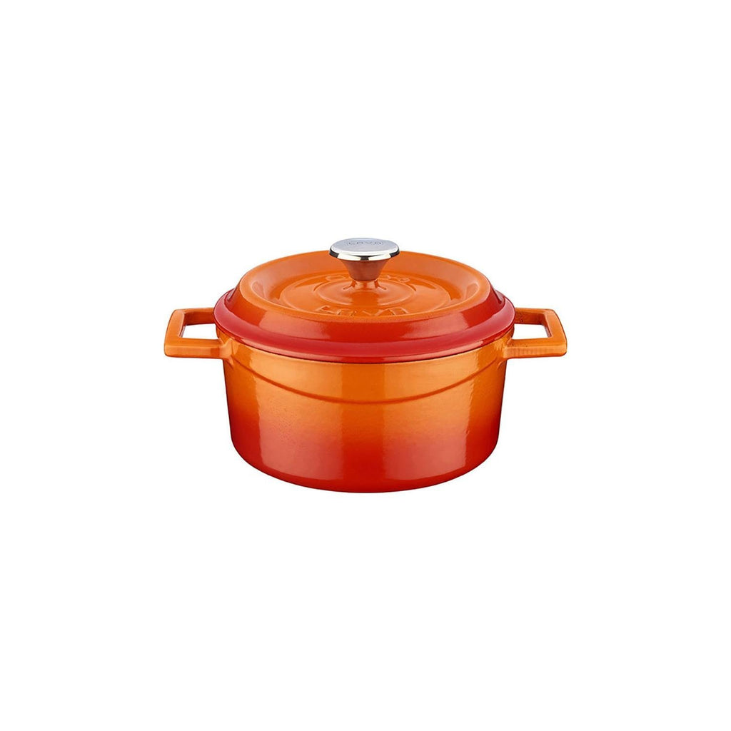 Turgla Cast Iron dia.5.5Inch  h:2Inch  26 oz. Round Orange Cast Iron Dutch Oven SKU: TCB1114ORG