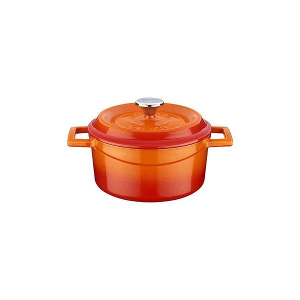 Turgla Cast Iron dia.5.5Inch  h:2Inch  26 oz. Round Orange Cast Iron Dutch Oven SKU: TCB1114ORG