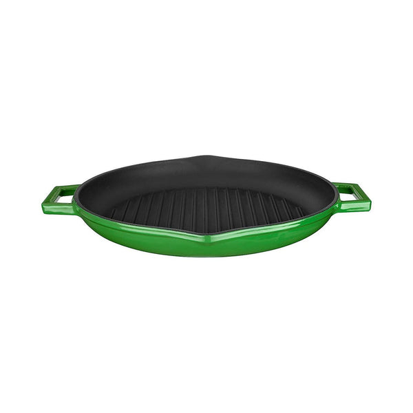 Turgla Cast Iron dia.11.75Inch  h:2Inch  3 qt. Round Green Cast Iron Pan SKU: TCB1330GRN