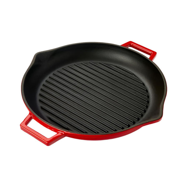 Turgla Cast Iron dia.11.75Inch  h:2Inch  3 qt. Round Red Cast Iron Pan SKU: TCB1330RED