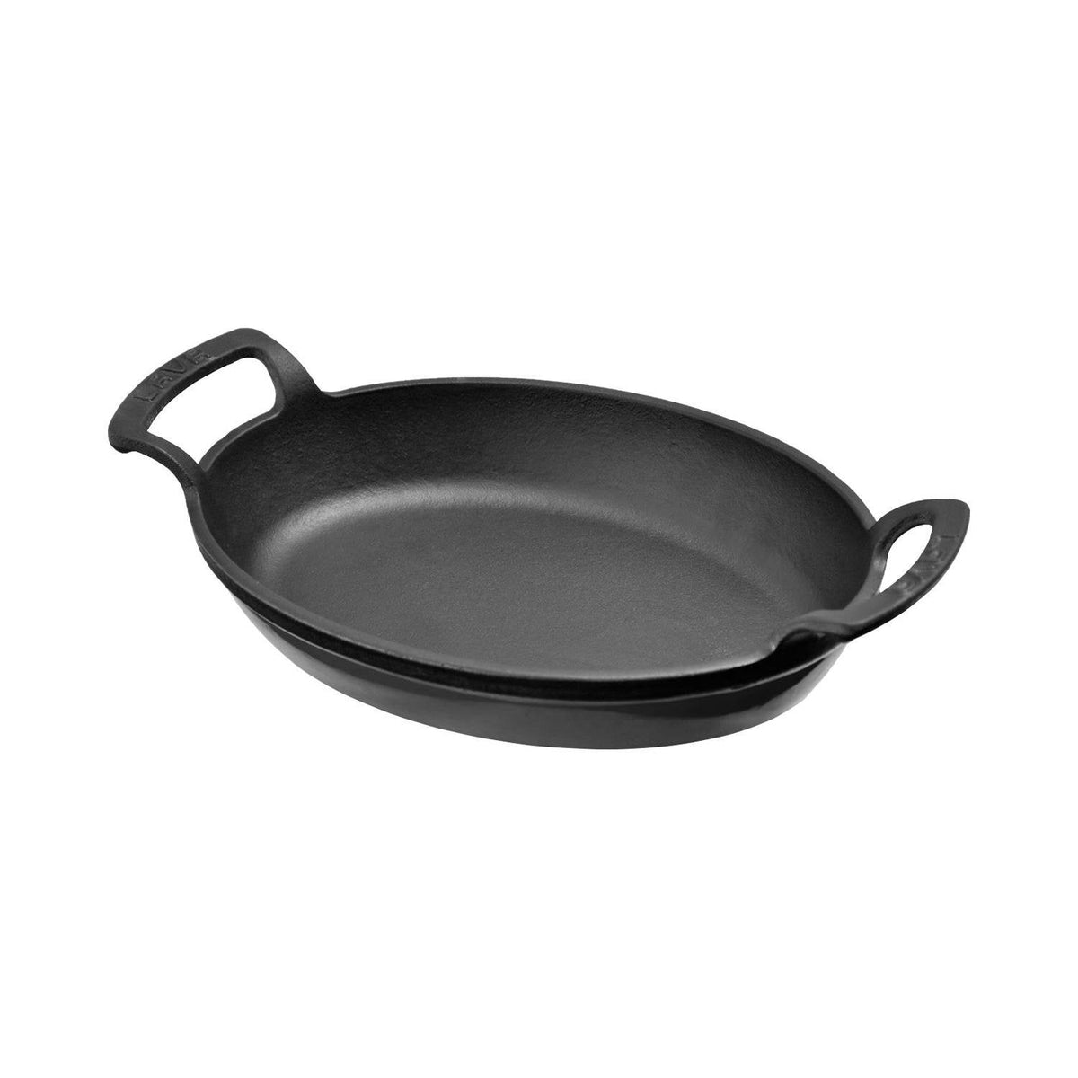 Turgla Cast Iron 9" x 6.75" x h:2.5" Oval Black Cast Iron Pan SKU: TCB2414ROTRBLK