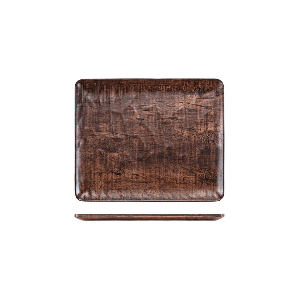 Turgla EcoGrain 12.75Inch  x 10.5Inch  x h:0.5Inch  Rectangular Brown Composite Platter SKU: TRI535