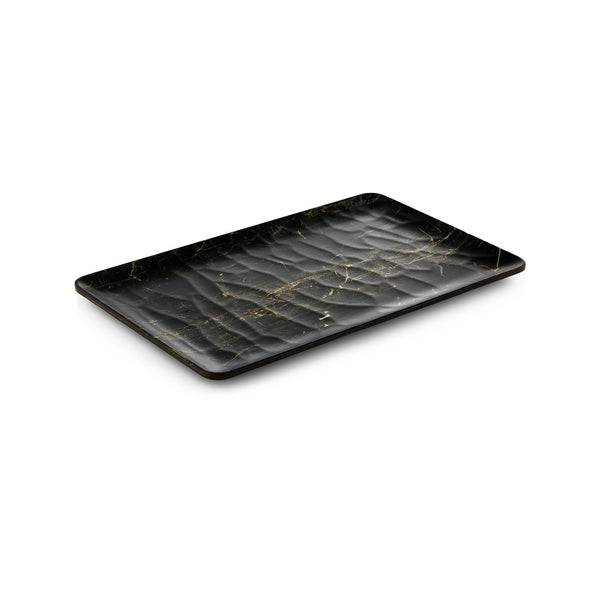 Turgla EcoGrain 12.75" x 7" Rectangular Black Composite Plate SKU: TRI536BLK