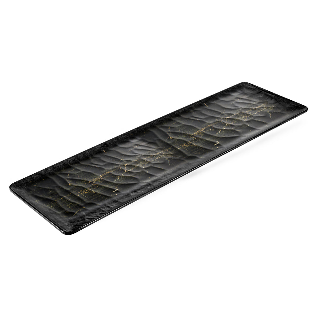 Turgla EcoGrain 20.75Inch  x 6.25Inch  x h:0.5Inch  Rectangular Black Composite Platter SKU: TRI537BLK