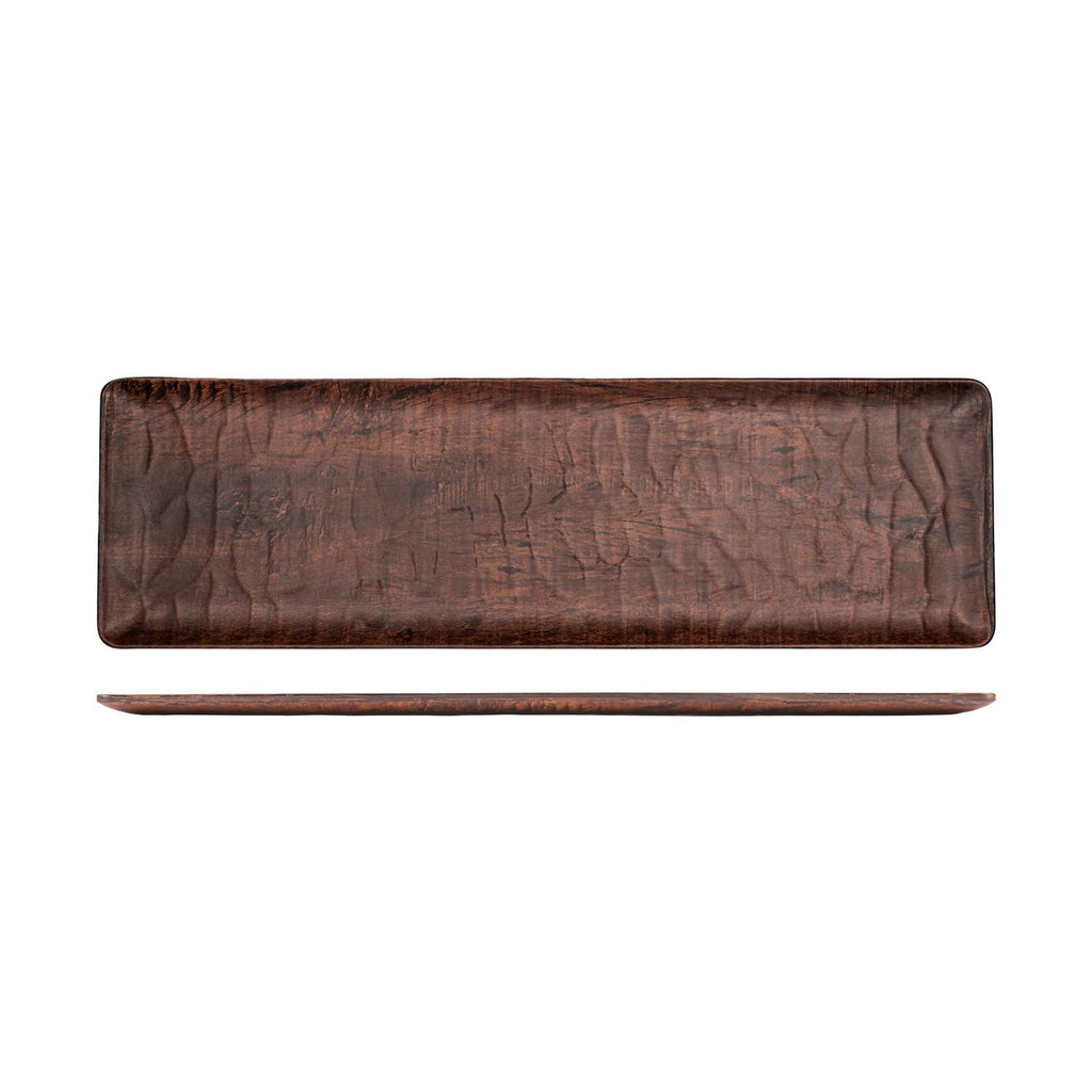 Turgla EcoGrain 20.75Inch  x 6.25Inch  x h:0.5Inch  Rectangular Brown Composite Platter SKU: TRI537