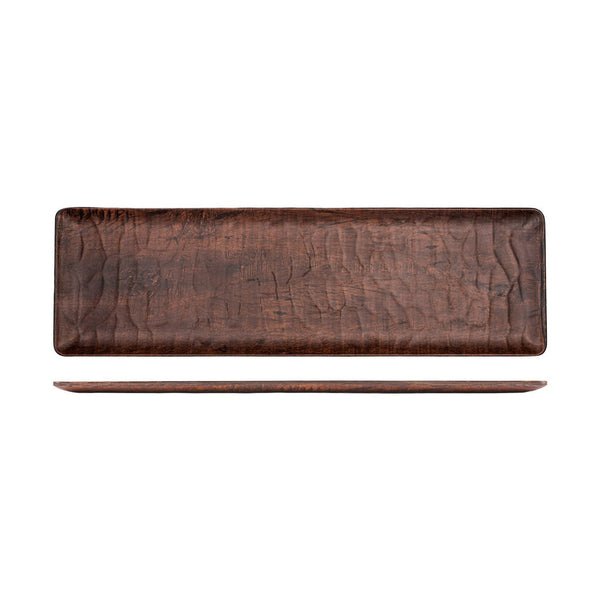 Turgla EcoGrain 20.75Inch  x 6.25Inch  x h:0.5Inch  Rectangular Brown Composite Platter SKU: TRI537