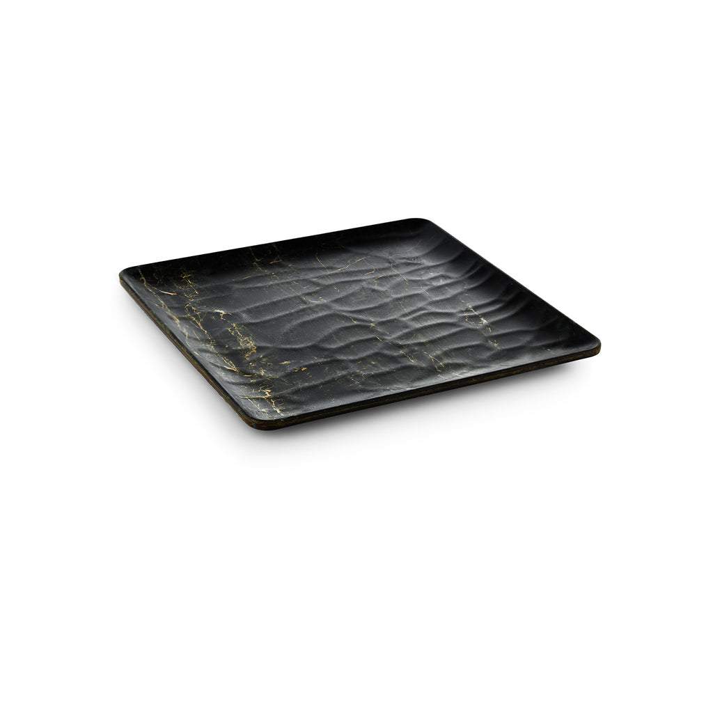 Turgla EcoGrain 7Inch  x 7Inch  Square Black Composite Plate SKU: TRI747BLK