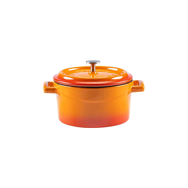 Turgla Cast Iron dia.4Inch  h:2Inch  13 oz. Round Orange Cast Iron Dutch Oven SKU: TTMN10ORG