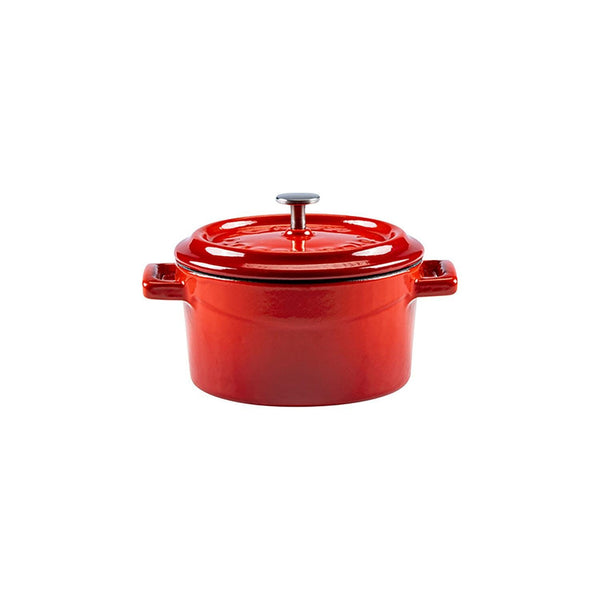 Turgla Cast Iron dia.4Inch  h:2Inch  13 oz. Round Red Cast Iron Dutch Oven SKU: TTMN10RED
