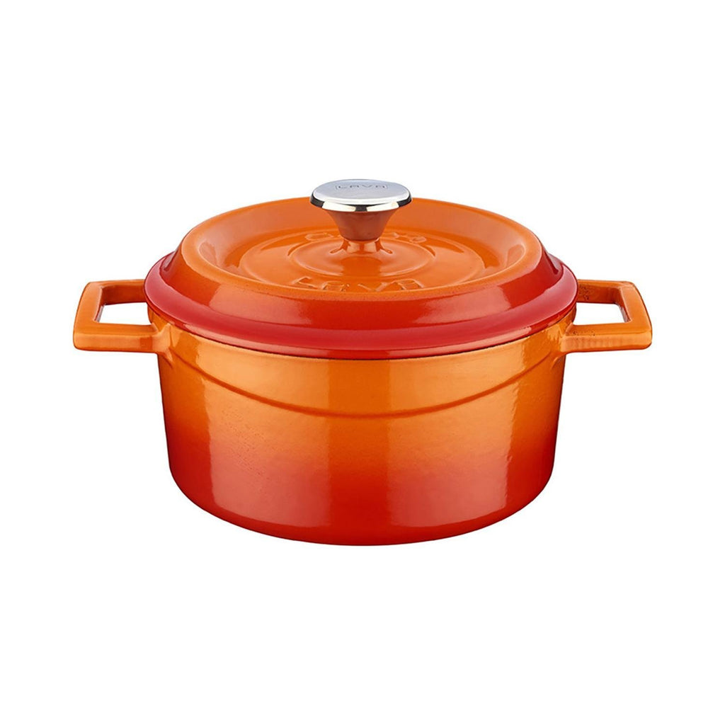 Turgla Cast Iron dia.5Inch  h:2.5Inch  18 oz. Round Orange Cast Iron Dutch Oven SKU: TTMN12ORG1