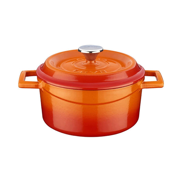 Turgla Cast Iron dia.5Inch  h:2.5Inch  18 oz. Round Orange Cast Iron Dutch Oven SKU: TTMN12ORG1