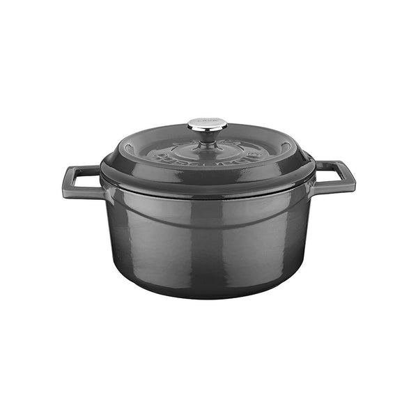 Turgla Cast Iron dia.7.75Inch  h:4Inch  3 qt. Round Gray Cast Iron Dutch Oven SKU: TTMN20GRY