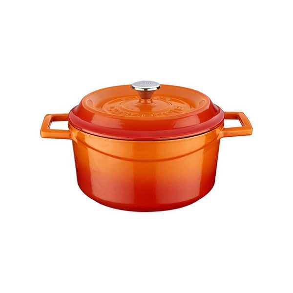 Turgla Cast Iron dia.7.75Inch  h:4Inch  3 qt. Round Orange Cast Iron Dutch Oven SKU: TTMN20ORG