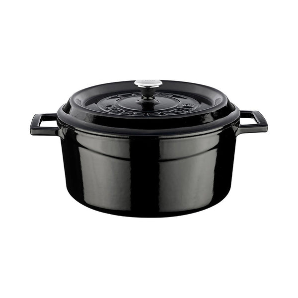 Turgla Cast Iron dia.9.5Inch  h:4Inch  4.75 qt. Round Black Cast Iron Dutch Oven SKU: TTMN24BLK