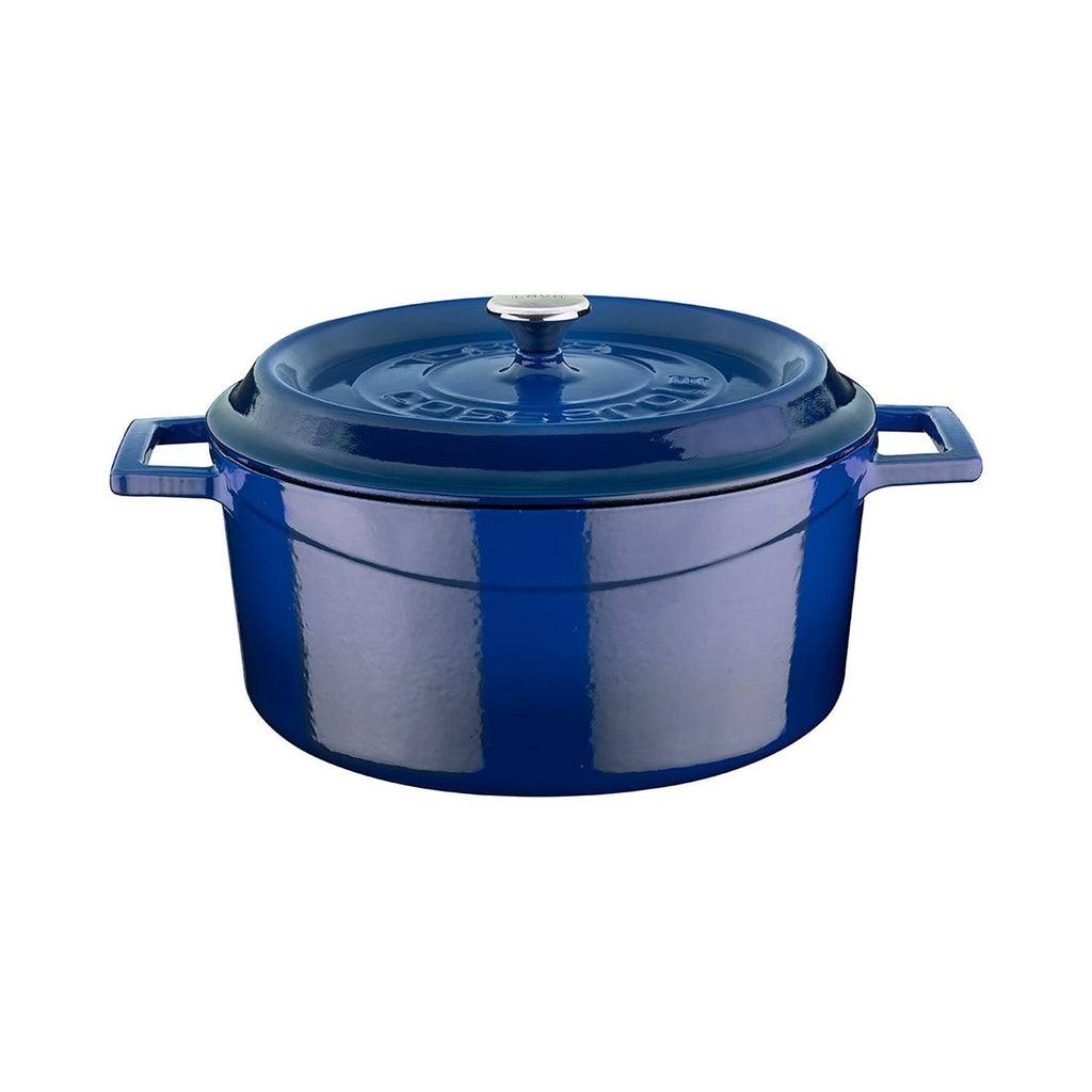 Turgla Cast Iron dia.9.5Inch  h:4Inch  4.75 qt. Round Blue Cast Iron Dutch Oven SKU: TTMN24CBL