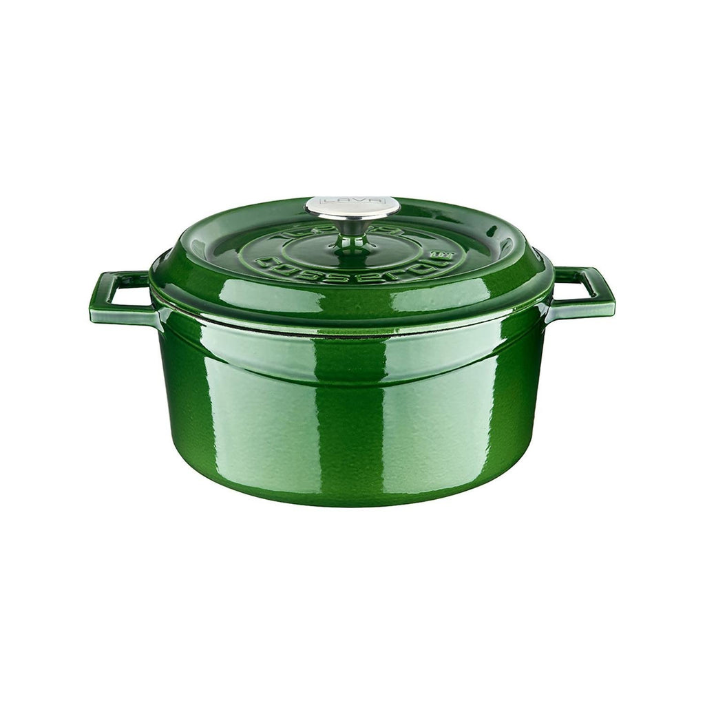Turgla Cast Iron dia.9.5Inch  h:4Inch  4.75 qt. Round Green Cast Iron Dutch Oven SKU: TTMN24GRN