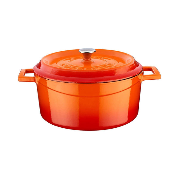 Turgla Cast Iron dia.9.5Inch  h:4Inch  4.75 qt. Round Orange Cast Iron Dutch Oven SKU: TTMN24ORG