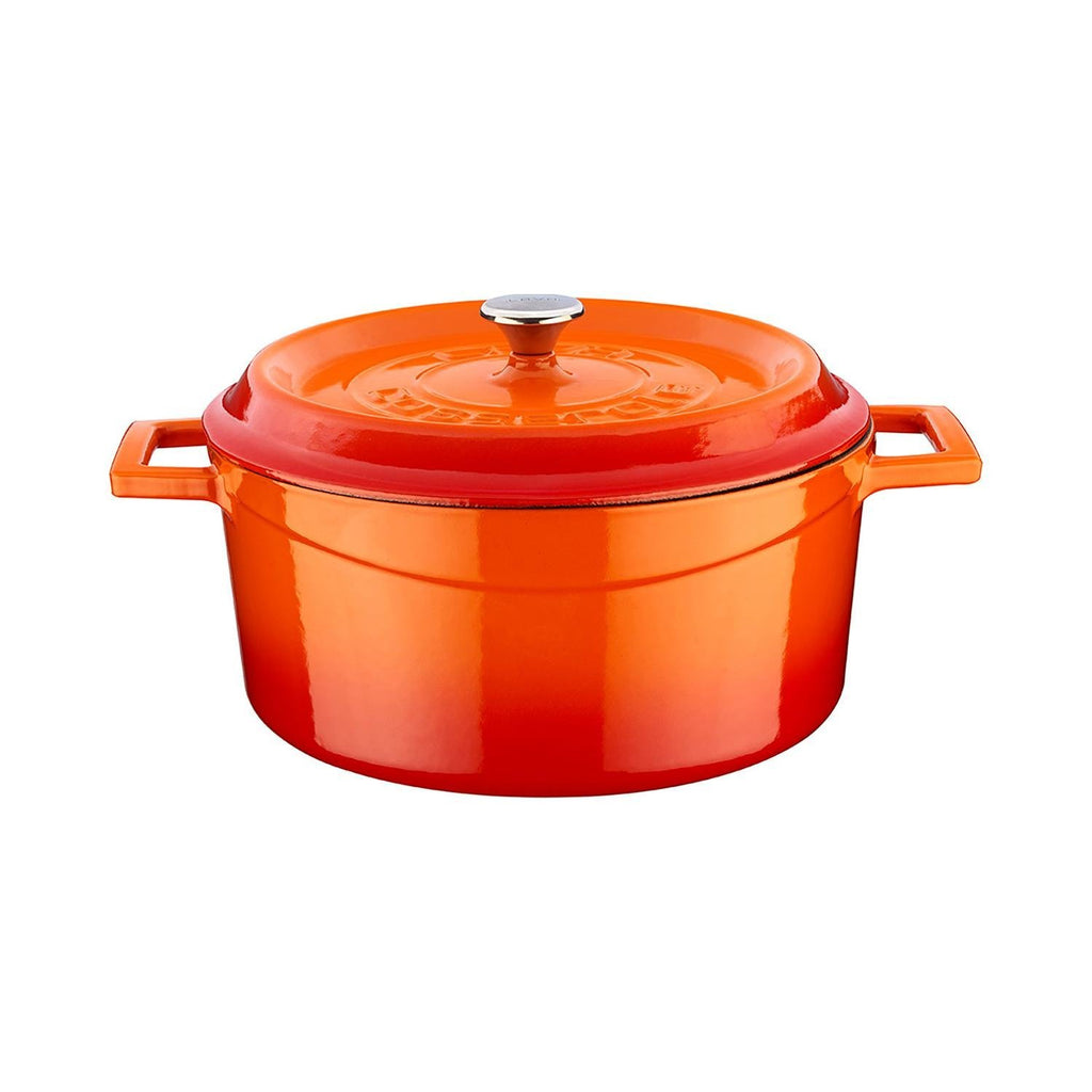 Turgla Cast Iron dia.9.5Inch  h:4Inch  4.75 qt. Round Orange Cast Iron Dutch Oven SKU: TTMN24ORG