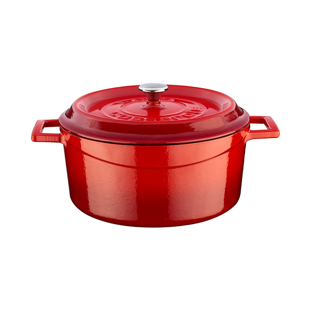 Turgla Cast Iron dia.9.5Inch  h:4Inch  4.75 qt. Round Red Cast Iron Dutch Oven SKU: TTMN24RED